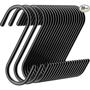 New Family S Hooks Black, 20pack 4.3in S Hooks